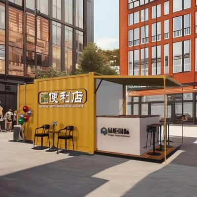 Log Wall 10ft Erweiterbarer Stahlbehälter Vorgefertigter Container Bar für Outdoor-Fast-Food Modifizierte Versand Container Häuser