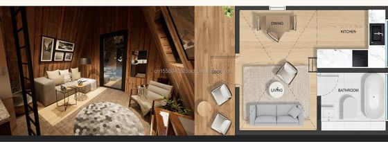 Galvanisiertes Stahlbogen Prefab Haus Wohnwald Hotelzimmer für modernes Wohnen im Freien und spezialisierter Container