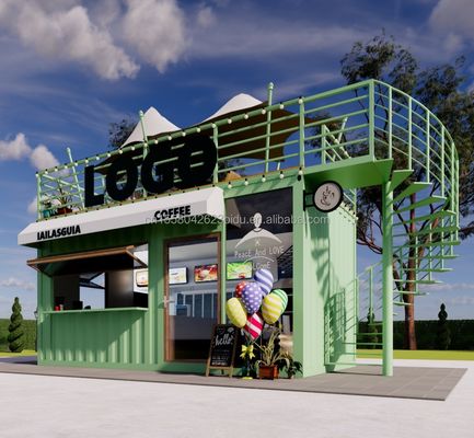 Portable 10ft 20ft vorgefertigte Stahlkonstruktion Container Häuser Mobile Bar Shop für Fast Food Wand 50mm Wave Sandwich Panel