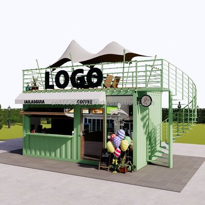 Portable 10ft 20ft vorgefertigte Stahlkonstruktion Container Häuser Mobile Bar Shop für Fast Food Wand 50mm Wave Sandwich Panel