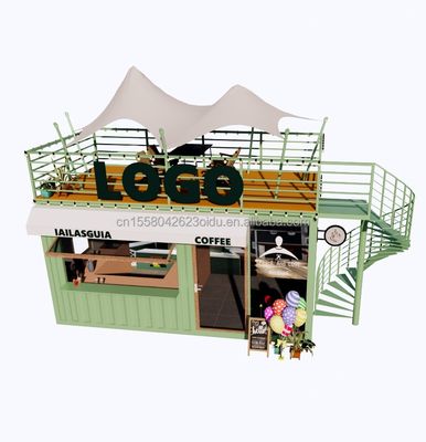 Portable 10ft 20ft vorgefertigte Stahlkonstruktion Container Häuser Mobile Bar Shop für Fast Food Wand 50mm Wave Sandwich Panel