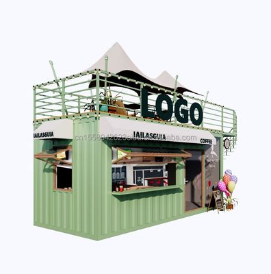 Portable 10ft 20ft vorgefertigte Stahlkonstruktion Container Häuser Mobile Bar Shop für Fast Food Wand 50mm Wave Sandwich Panel