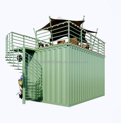Portable 10ft 20ft vorgefertigte Stahlkonstruktion Container Häuser Mobile Bar Shop für Fast Food Wand 50mm Wave Sandwich Panel