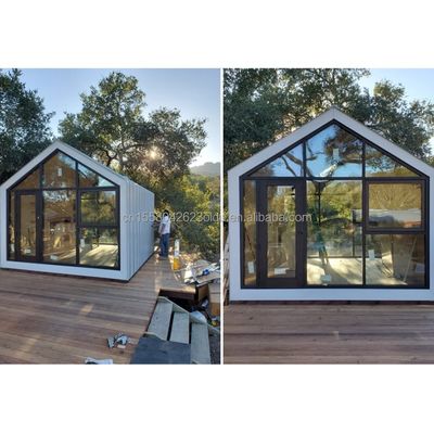 Modifizierte Schiffscontainer Prefab Haus Dreieckdach und stabile Holzgrundlage für Wohnraum Stahlcontainer Haus