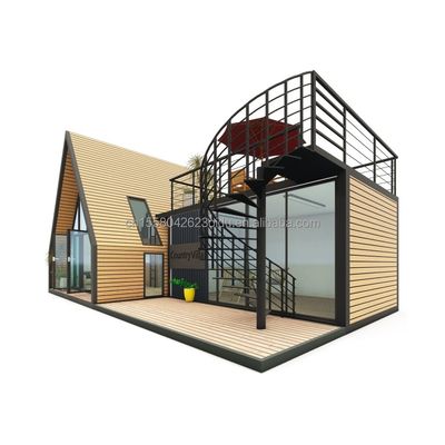 EU-Moderne dreieckige Holzstahlkonstruktion Haus für Hotel oder Carport Hauptkonstruktion aus galvanisierten Quadratrohren aus Stahl