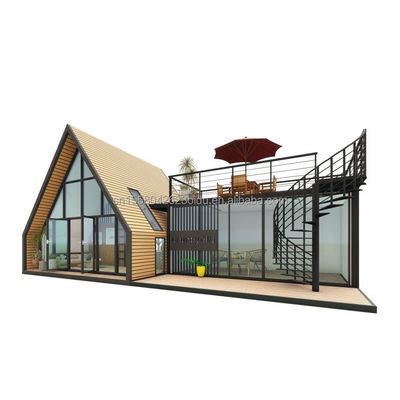 EU-Moderne dreieckige Holzstahlkonstruktion Haus für Hotel oder Carport Hauptkonstruktion aus galvanisierten Quadratrohren aus Stahl