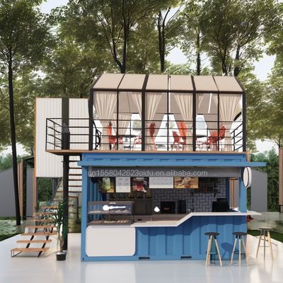 20ft Flat Pack Container Modern Design Stahl Vorgefertigte mobile Home Coffee Bar Shop mit Terrasse und Außenanwendung