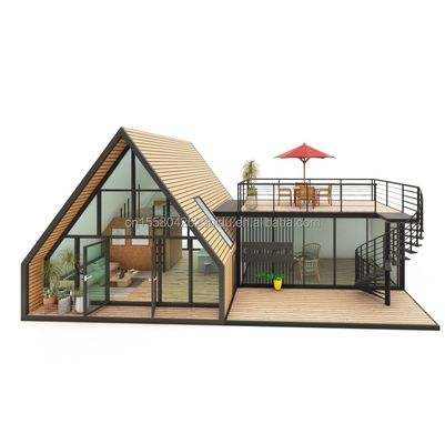 EU-Moderne dreieckige Holzstahlkonstruktion Haus für Hotel oder Carport Hauptkonstruktion aus galvanisierten Quadratrohren aus Stahl