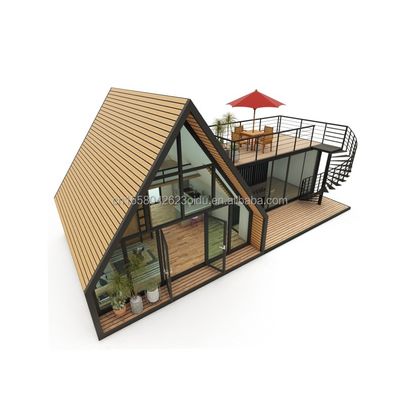 EU-Moderne dreieckige Holzstahlkonstruktion Haus für Hotel oder Carport Hauptkonstruktion aus galvanisierten Quadratrohren aus Stahl