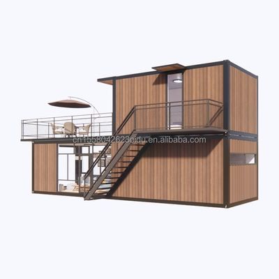 3 Schlafzimmer Modulares Prefab Containerhaus Modernes Design Stahlwandbild Holzfarbe Erweiterbar Vorgefertigt für das Wohnen