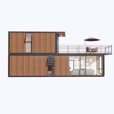3 Schlafzimmer Modulares Prefab Containerhaus Modernes Design Stahlwandbild Holzfarbe Erweiterbar Vorgefertigt für das Wohnen