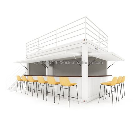 Zweistöckiges Prefab Containerhaus für den Einkaufszentrum Boba-Stil 50/75/100 mm Wellen Sandwich-Panel Wand und moderne Design-Terrasse