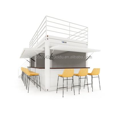 Zweistöckiges Prefab Containerhaus für den Einkaufszentrum Boba-Stil 50/75/100 mm Wellen Sandwich-Panel Wand und moderne Design-Terrasse