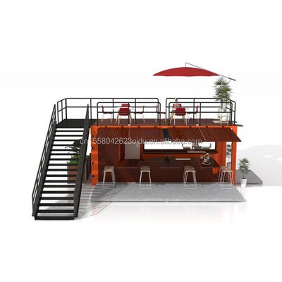 Zweistöckiges Prefab Containerhaus für den Einkaufszentrum Boba-Stil 50/75/100 mm Wellen Sandwich-Panel Wand und moderne Design-Terrasse