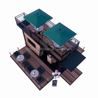 Verzinktes Stahlbeugen 180g Vorgefertigtes mobiles Restaurant mit Stahlterrasse und Wellen Sandwich-Panel-Wände