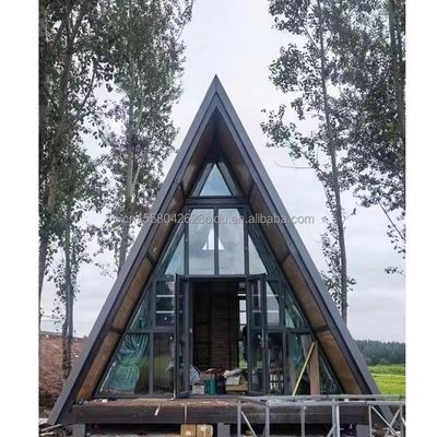 Farbiger Stahlrahmen moderner Luxus-Design Holzgarten Chalet Kleines Modulares Prefab Haus Villa für den Laden