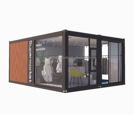 Galvanisierter Stahl biegsamer, erweiterbarer Behälter Mobilhandel Kleidungswaren-Showroom mit Fenstern aus Aluminiumlegierung und modernem Design