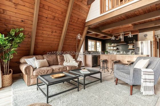Farbiger Stahlrahmen moderner Luxus-Design Holzgarten Chalet Kleines Modulares Prefab Haus Villa für den Laden