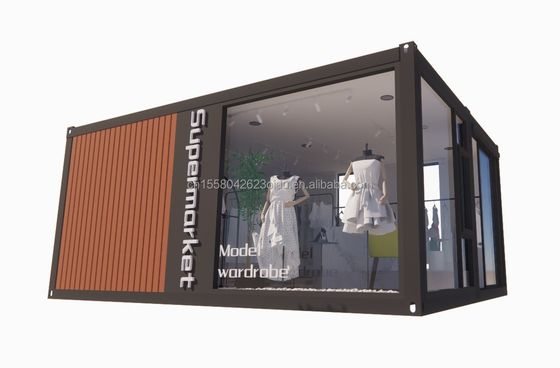 Galvanisierter Stahl biegsamer, erweiterbarer Behälter Mobilhandel Kleidungswaren-Showroom mit Fenstern aus Aluminiumlegierung und modernem Design