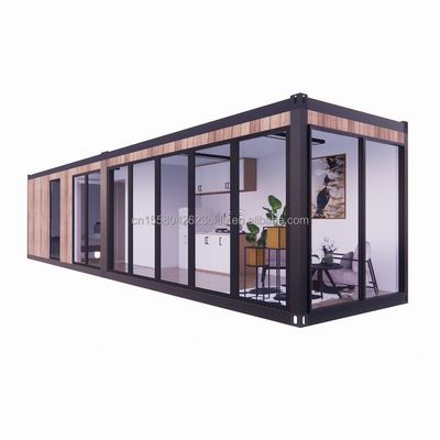 Resort Hotel Unterkunft aus galvanisierten Quadratrohren aus Stahl und modernen Holzmaterialien in flachen Verpackungen