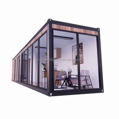 Resort Hotel Unterkunft aus galvanisierten Quadratrohren aus Stahl und modernen Holzmaterialien in flachen Verpackungen