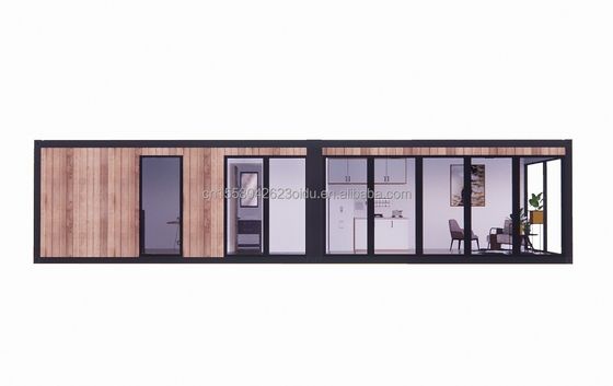 Resort Hotel Unterkunft aus galvanisierten Quadratrohren aus Stahl und modernen Holzmaterialien in flachen Verpackungen