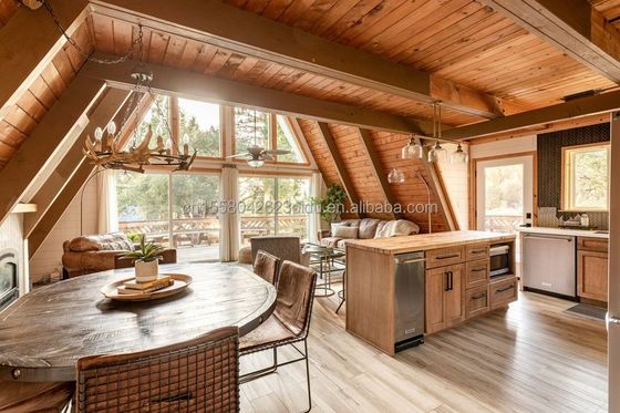 EU Dreieck A-förmige Stahlkonstruktion Rahmen Raum Modernes Kleines Haus Prefab Kit Luxus Dreieck A-Rahmenhaus mit Holzhaus