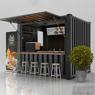 Customized Farbe 10ft 20ft Vorgefertigtes Stahlhaus Kleines Stadtgeschäft Behälter Mini Bar Laden Eiscreme Sommer Stadt Bordsteine Getränke Getränke
