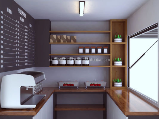 Moderner 20 FT 40 FT Vorgefertigter Wohnbehälter Holzvorgefertigter Outdoor-Restaurant Kaffeebar für maßgeschneiderte Farbe