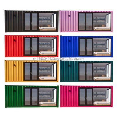 50/75/100mm Wellen Sandwich Panel Holz Badezimmer und Aluminiumlegierung Fenster Stahl Holzkonstruktion Flachpack Containerhaus für Gartenhotels