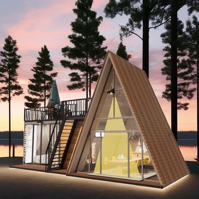 angepasste Farbe Modulare Stahlkonstruktion Dreieckshaus 50/75/100mm Welle Sandwich Panel Luxus Design Holzhaus