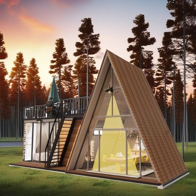 angepasste Farbe Modulare Stahlkonstruktion Dreieckshaus 50/75/100mm Welle Sandwich Panel Luxus Design Holzhaus