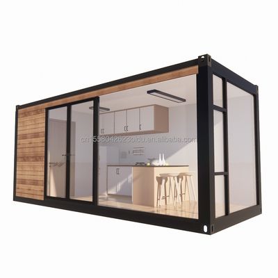 Galvanisiertes Stahlquadratrohr Modernes Design Containerhaus mit Holzgarten und eigenem Restaurant