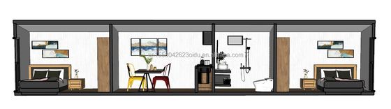 Galvanisiertes Stahlbogen 180g und Aluminiumlegierung Fenster 40ft Modernes Design Vorgefertigtes Holzcontainerhaus für Hotelgeschäft