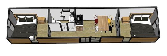Galvanisiertes Stahlbogen 180g und Aluminiumlegierung Fenster 40ft Modernes Design Vorgefertigtes Holzcontainerhaus für Hotelgeschäft