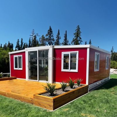 EU Holz 2 Schlafzimmer Modular Prefab Häuser mit modernem Design und galvanisierten Stahl Quadratrohren Erweiterbares Containerhaus