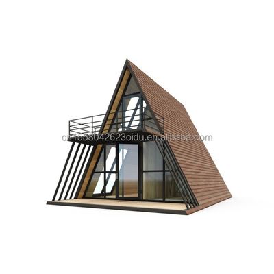 Resort Dreiecksform Holzhaus Stahlrahmen mit verzinktem Stahl Biegen 180g und 50/75/100mm Welle Sandwich-Panel Wände