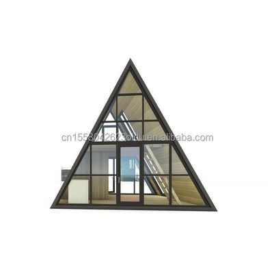 Resort Dreiecksform Holzhaus Stahlrahmen mit verzinktem Stahl Biegen 180g und 50/75/100mm Welle Sandwich-Panel Wände