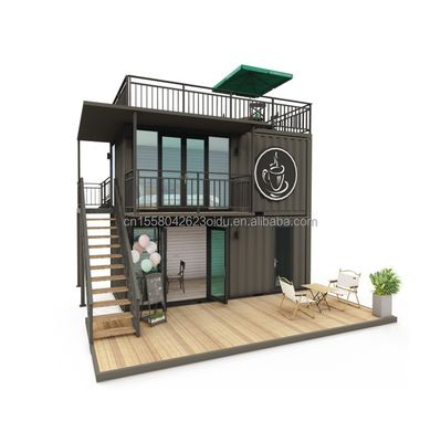Moderner Design-Stil Doppelgeschossige Stahl-Sandwich-Platte Außenbehälter Bar Kaffeehaus für Lebensmittel- und Getränkegeschäft