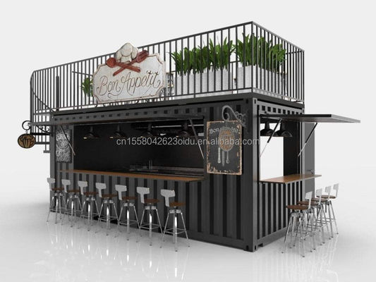 Moderner Design-Stil Doppelgeschossige Stahl-Sandwich-Platte Außenbehälter Bar Kaffeehaus für Lebensmittel- und Getränkegeschäft