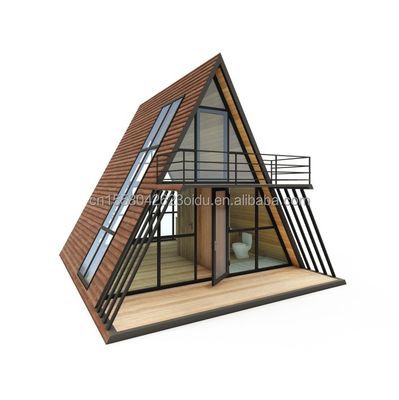Resort Dreiecksform Holzhaus Stahlrahmen mit verzinktem Stahl Biegen 180g und 50/75/100mm Welle Sandwich-Panel Wände
