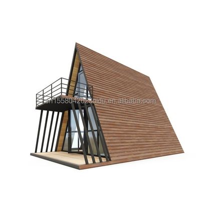 Resort Dreiecksform Holzhaus Stahlrahmen mit verzinktem Stahl Biegen 180g und 50/75/100mm Welle Sandwich-Panel Wände