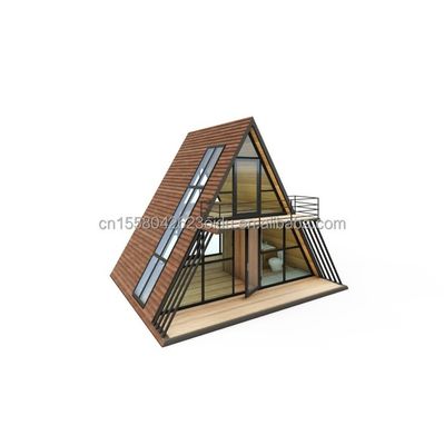 Resort Dreiecksform Holzhaus Stahlrahmen mit verzinktem Stahl Biegen 180g und 50/75/100mm Welle Sandwich-Panel Wände