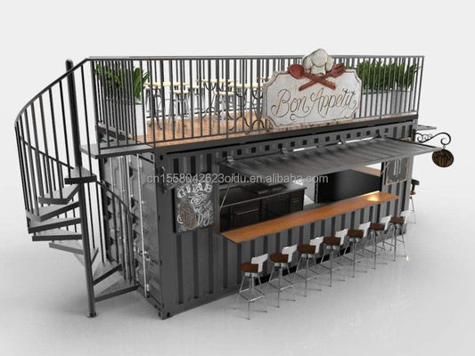 Moderner Design-Stil Doppelgeschossige Stahl-Sandwich-Platte Außenbehälter Bar Kaffeehaus für Lebensmittel- und Getränkegeschäft