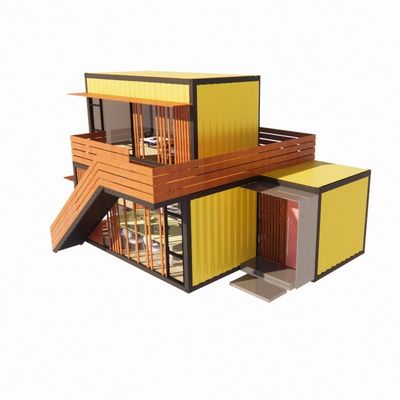 Gewerbliche Straßenläden Klappraum Kombination mit Gelb Renovierung Industrie Wind Außen Flat Pack Containerhaus