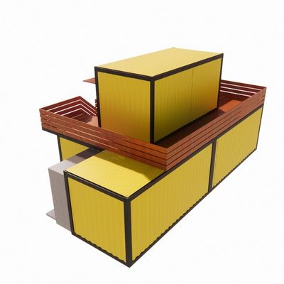 Gewerbliche Straßenläden Klappraum Kombination mit Gelb Renovierung Industrie Wind Außen Flat Pack Containerhaus