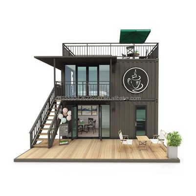 Verzinkte Stahlquadratrohre Modernes kleines Kleinhaus im westlichen Stil Flat Pack Container Kaffeeshop für Mall-Anwendungen