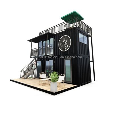 Verzinkte Stahlquadratrohre Modernes kleines Kleinhaus im westlichen Stil Flat Pack Container Kaffeeshop für Mall-Anwendungen