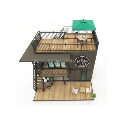 Verzinkte Stahlquadratrohre Modernes kleines Kleinhaus im westlichen Stil Flat Pack Container Kaffeeshop für Mall-Anwendungen