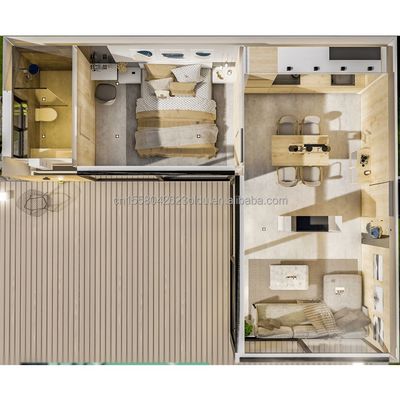 Stahlkonstruktion Holzhaus Garten Schlafzimmer Strandlandschaft Eigenschaften Home Stay Hotel 20ft Holzcontainerhaus